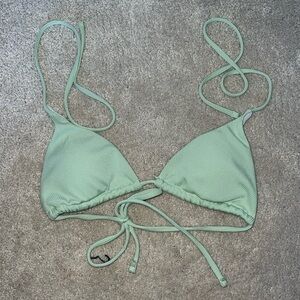 Green ribbed triangle bikini top with padding